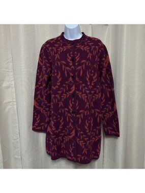 Sundance Merino Wool Blend Button Front Sweater Women's Sz Medium Petite Maroon